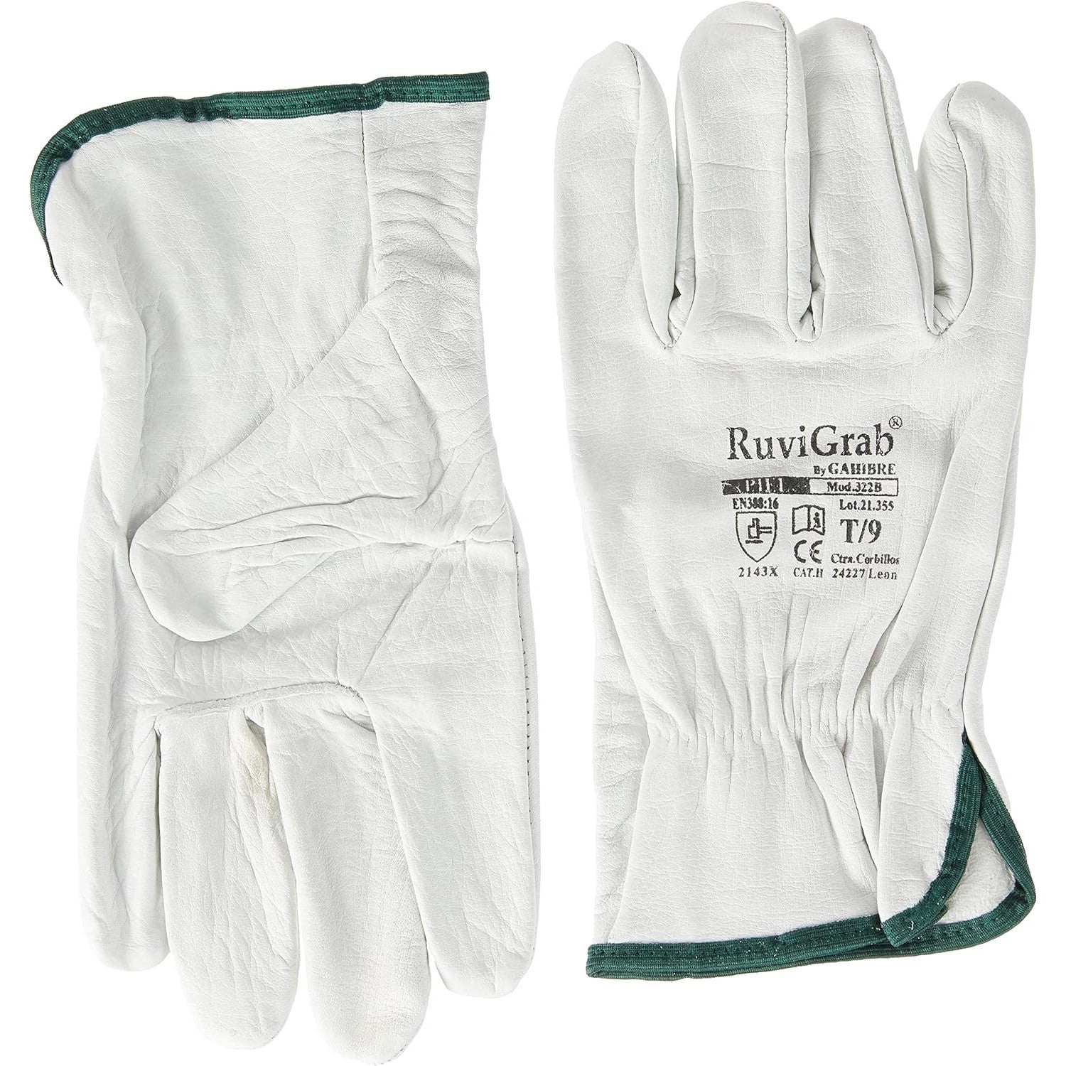 Ruvigrab Natural Grain Leather Grey Men's Gloves Size 8